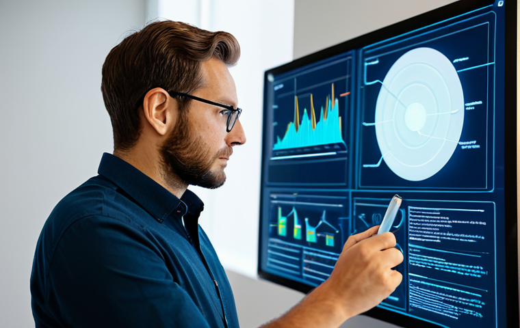 A professional UX designer, fully clothed in a modest business casual outfit, intently focused on a large, glowing holographic display in a modern, minimalist design studio. The display presents clearly defined user journey maps and data visualizations representing context-aware interactions, showing how an application adapts to user emotions and environmental conditions. The designer holds a stylus, thoughtfully considering the intricate adaptive interface. The scene is illuminated by soft, diffused lighting, highlighting the ergonomic furniture. Professional photography, high-resolution, sharp focus, perfect anatomy, correct proportions, natural pose, well-formed hands, proper finger count, safe for work, appropriate content, fully clothed, professional.