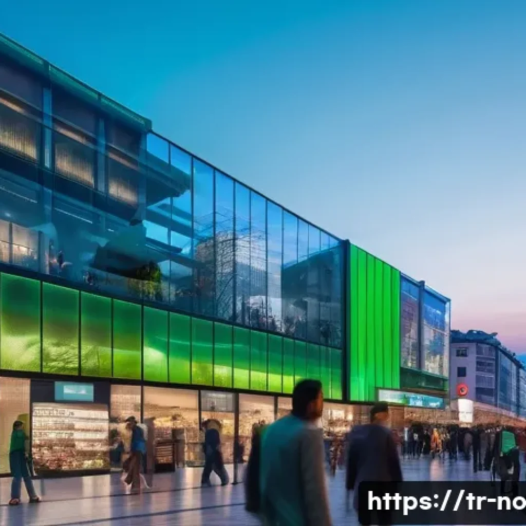맥락 인식 UX의 기술적 구현 방법 - A high-tech smart city environment in Istanbul at dusk, featuring diverse people using mobile device...