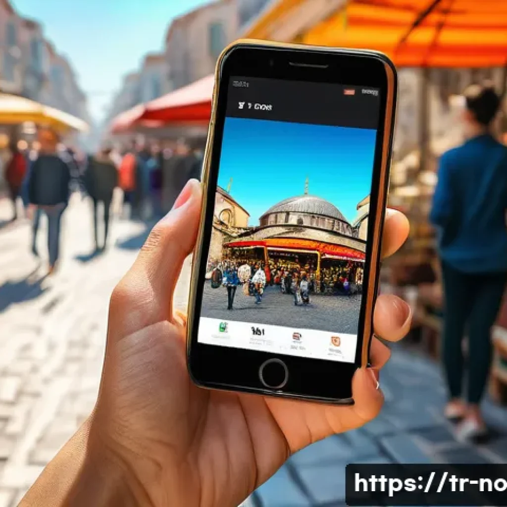 맥락 인식 UX 디자인 원칙 - A modern mobile user interface displayed on a smartphone screen held by a young Turkish woman sittin...