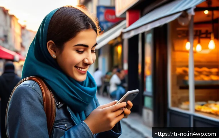 전문가의 시각 맥락 인식 UX의 중요성 - A vibrant Istanbul street scene at sunset featuring a young woman using a mobile food delivery app o...