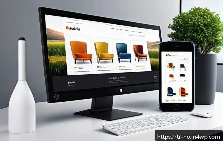 UX 연구에서 맥락 인식의 활용 방법 - A modern e-commerce website interface displayed on both a sleek desktop monitor and a smartphone, sh...